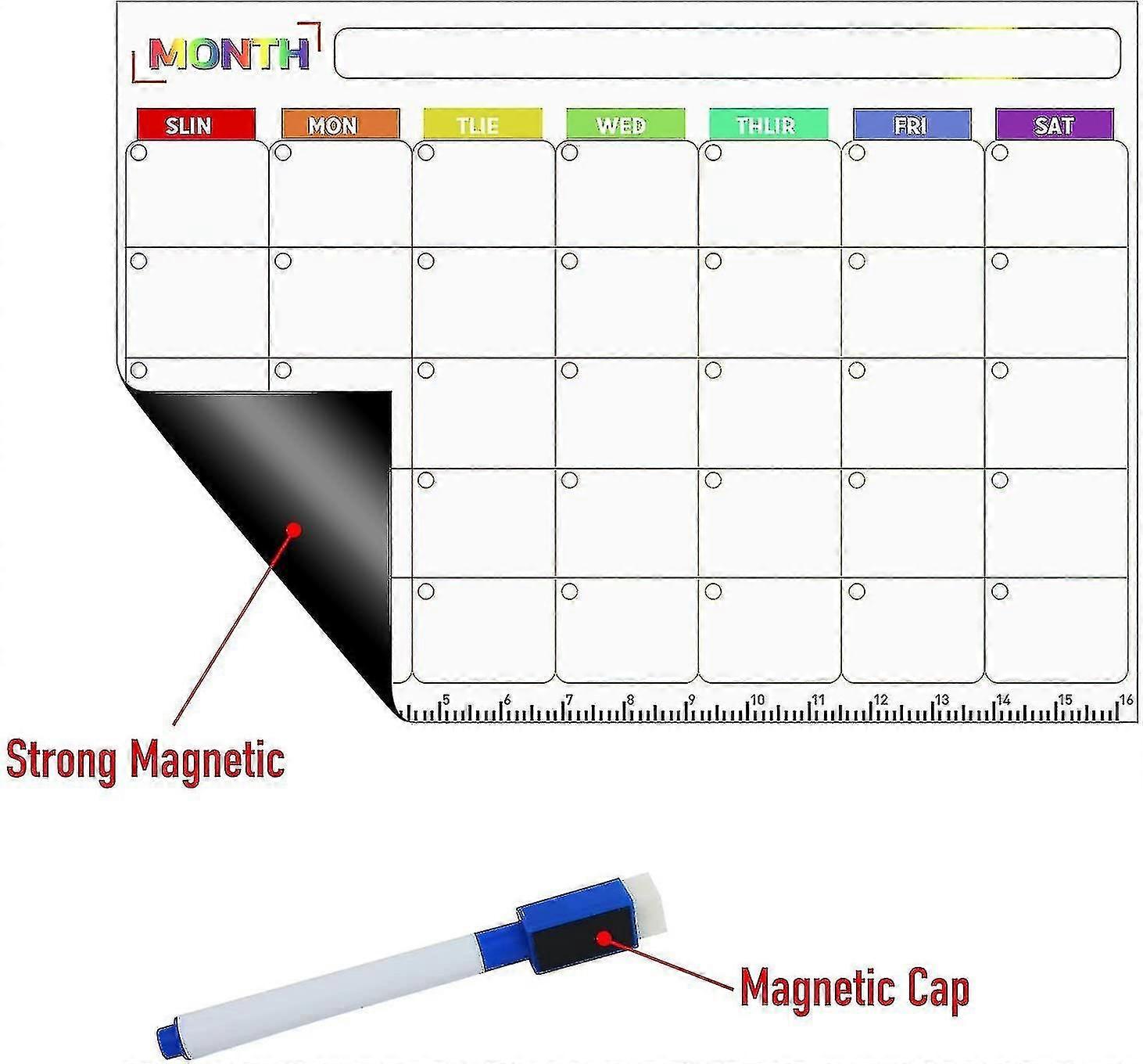 冷蔵庫3パックケールのための磁気ドライ消去カレンダーホワイトボードスケジュール