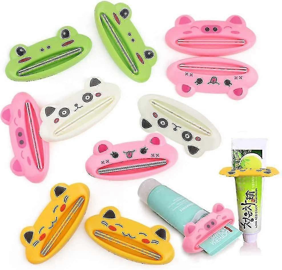 Toothpaste Tube Squeezer, 10pcs Kids Toothpaste Dispenser Cartoon Animal Toothpaste Squeezer