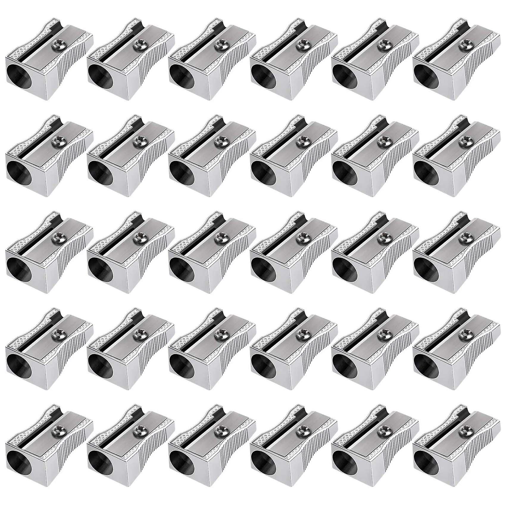 48 Pack Metal Mini Pencil Sharpeners Bulk Handheld Silver Single Hole Aluminum Alloy Handheld Sharp