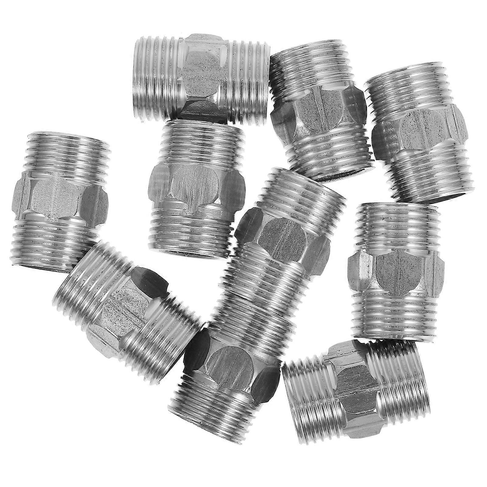 Silver Stainless Steel External Threaded Reducer Bushing for Plumbing 10Pcs