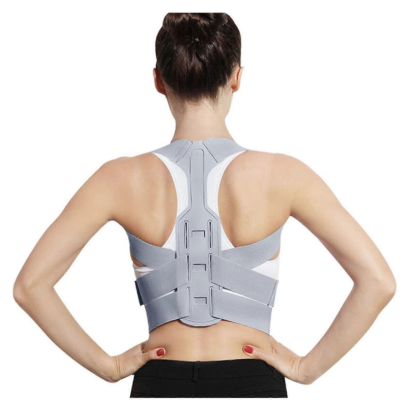 Support Belt Adjustable Back Posture Corrector Clavicle Spine Support Shoulder And Lumbar Posture Corset Gray Medium
