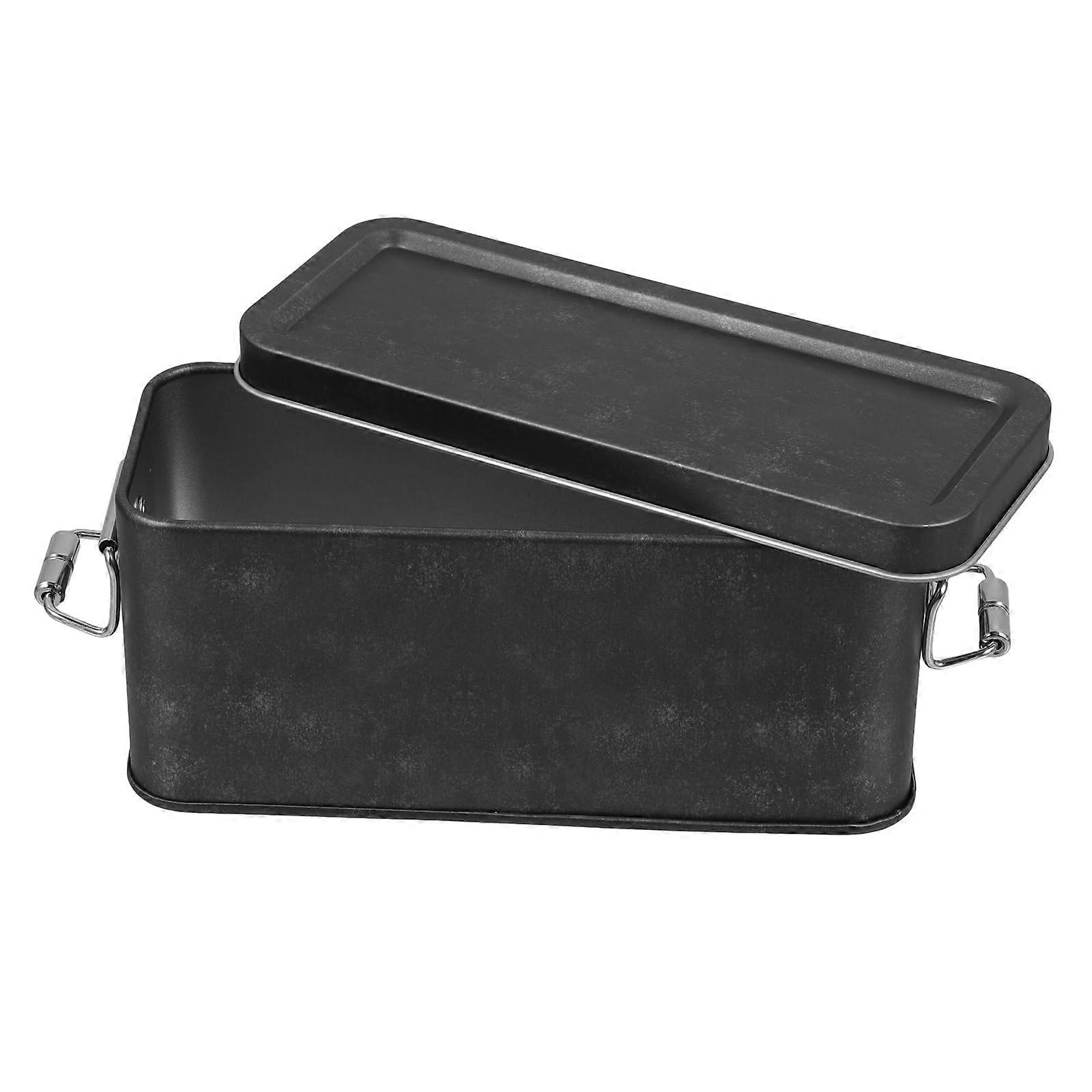 Biscuit Tin Airtight Cake Tin Rectangular Metal Storage Box With Lid Cookie Can Candy Container Model 1