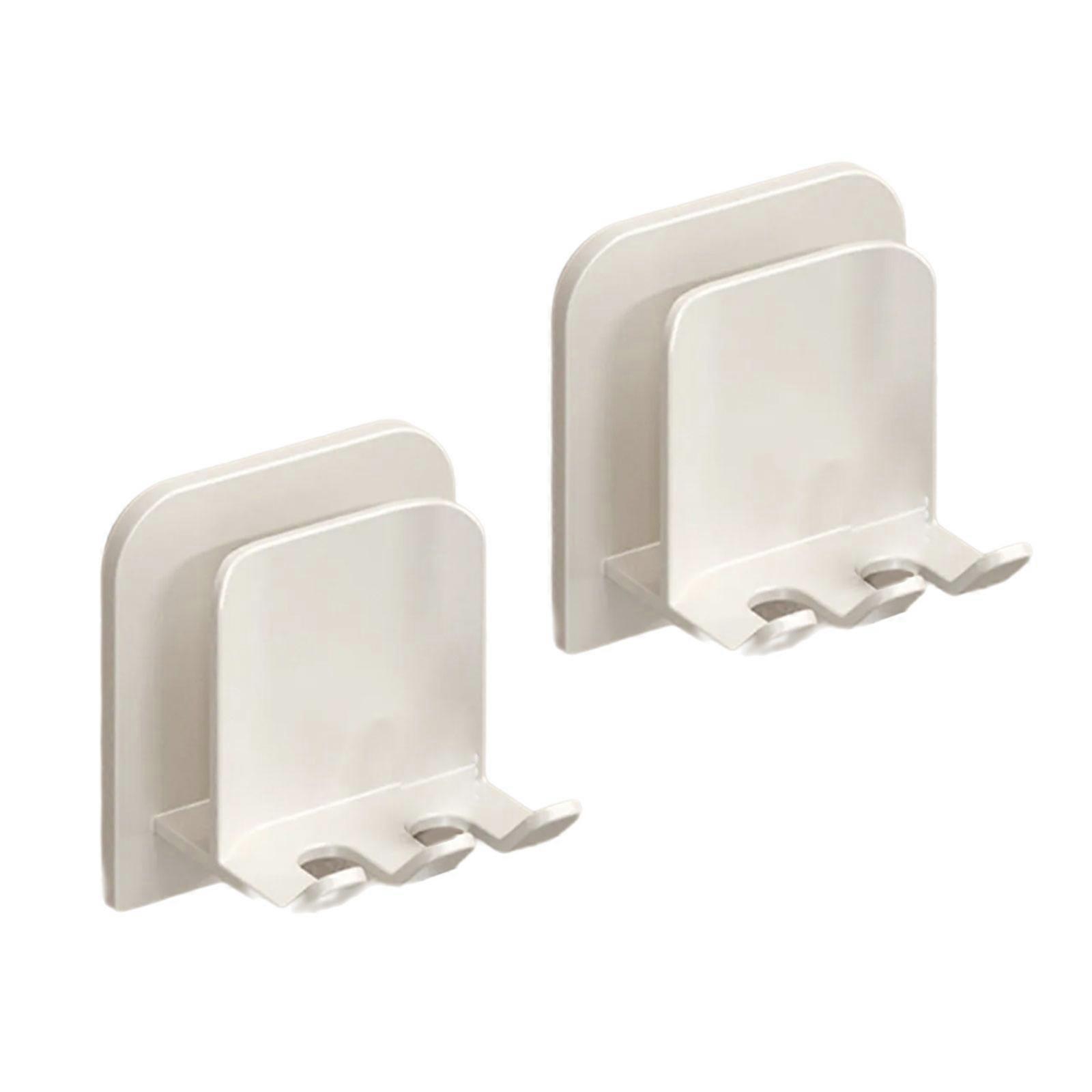 Modern Toothbrush Storage Rack Rustproof Adhesive Wall Mount Waterproof Bathroom Shelf for Multiple Brushes  White