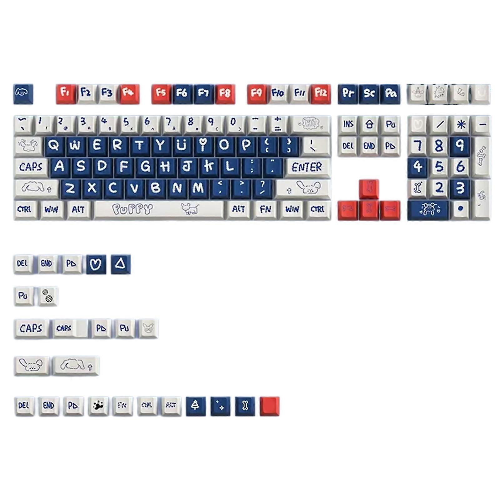 133Key PBT Keycaps Original Profile DYE-SUB Keycap for Switches Mechanical Keyboards Puppy Keycap Multicolor