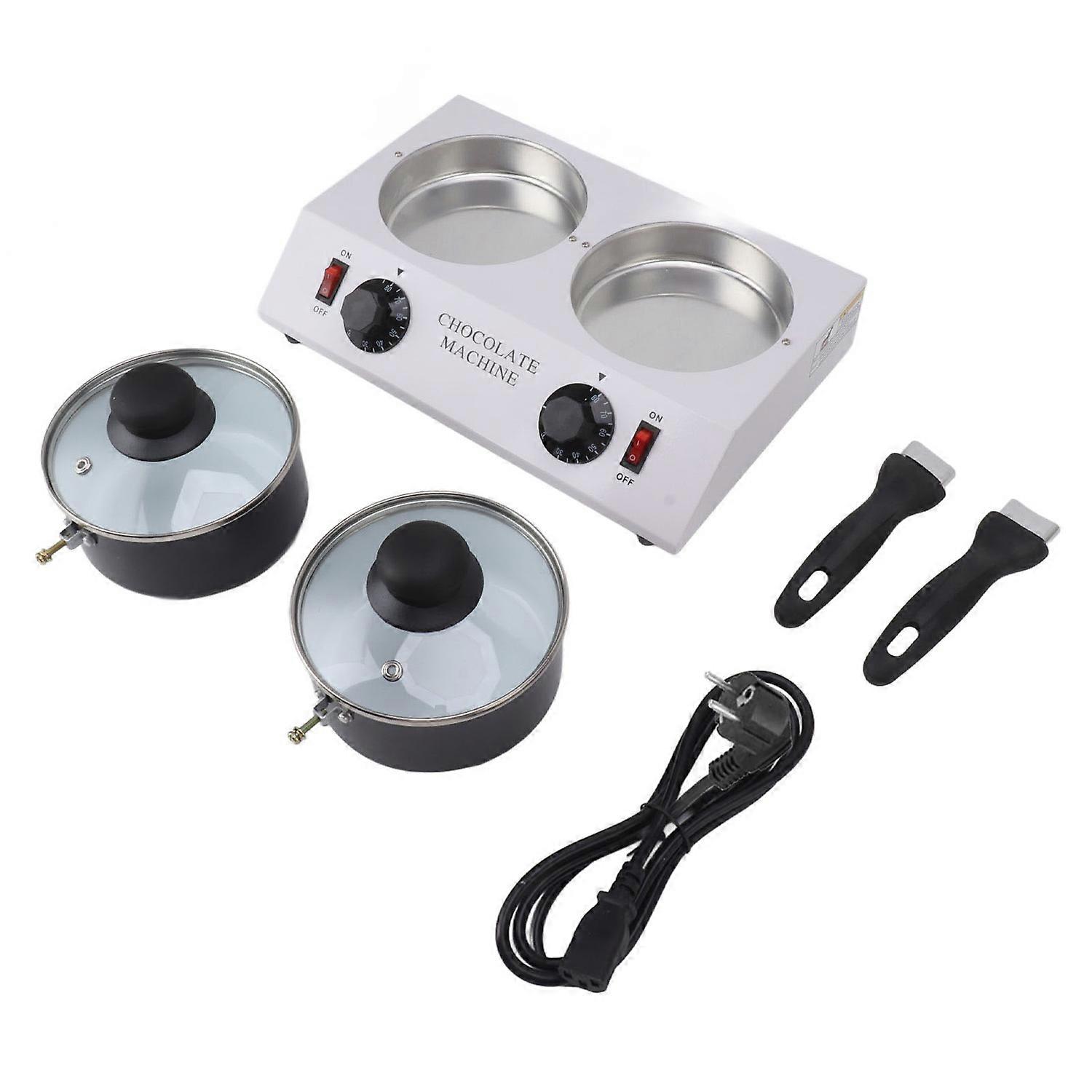 2 Tanks Chocolate Melting Machine Constant Temperature Electric Tempering Pot for Kitchen Baking 80W