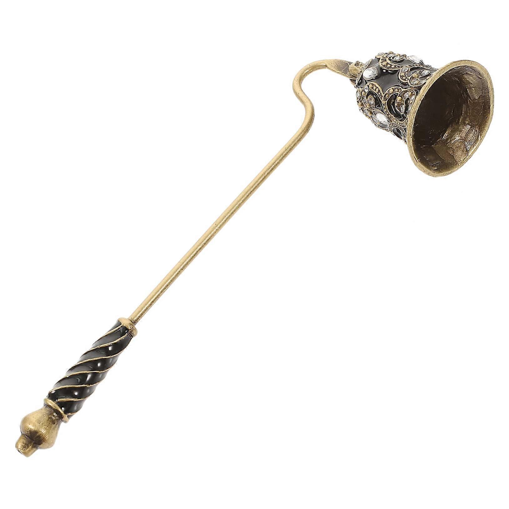 Candle Snuffer with Rhinestone Flower Design Long Handle for Home Décor and Wick Extinguishing