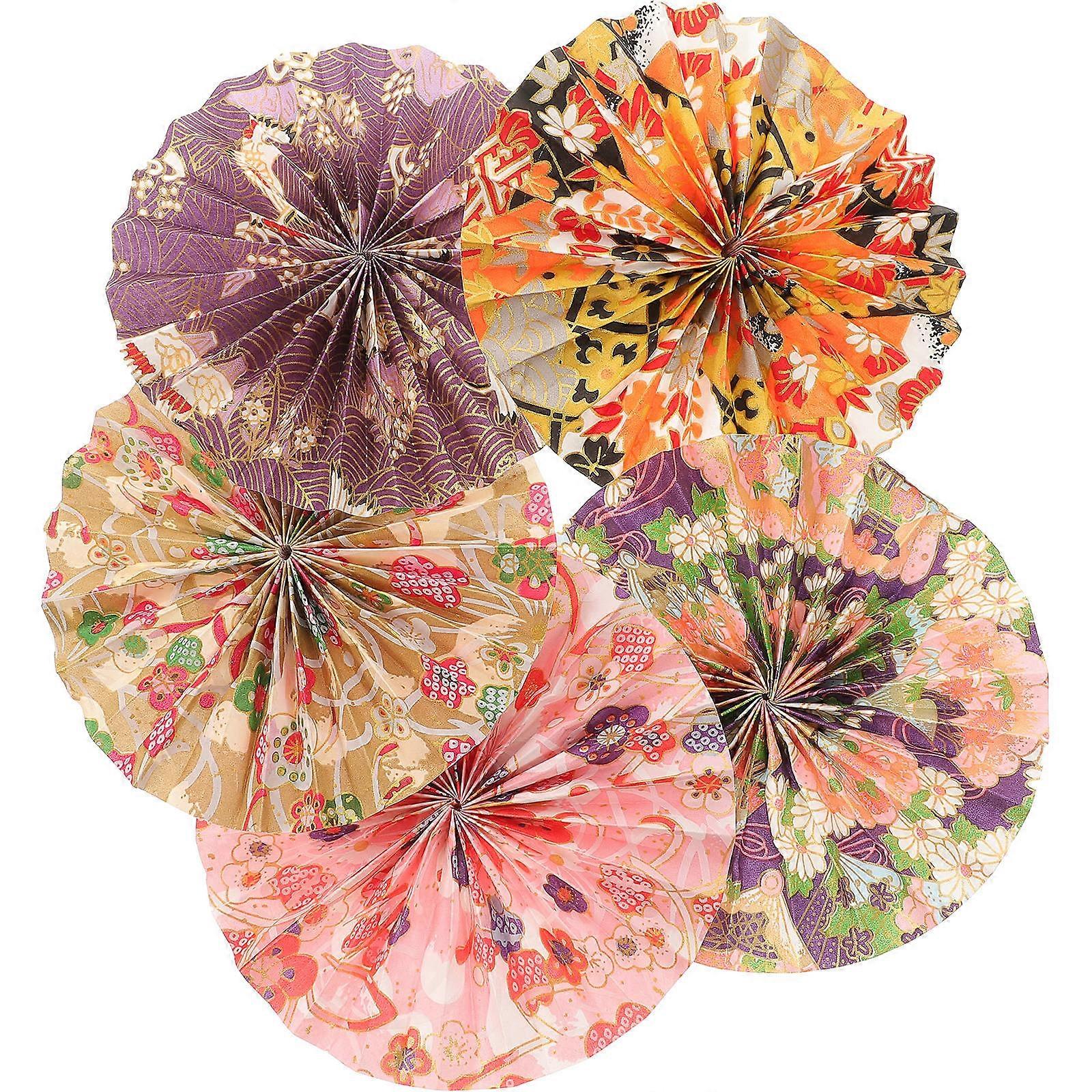 Paper Fan Decorations Fan Shape Wedding Assorted Color Safe Material for Photo Background 5Pcs