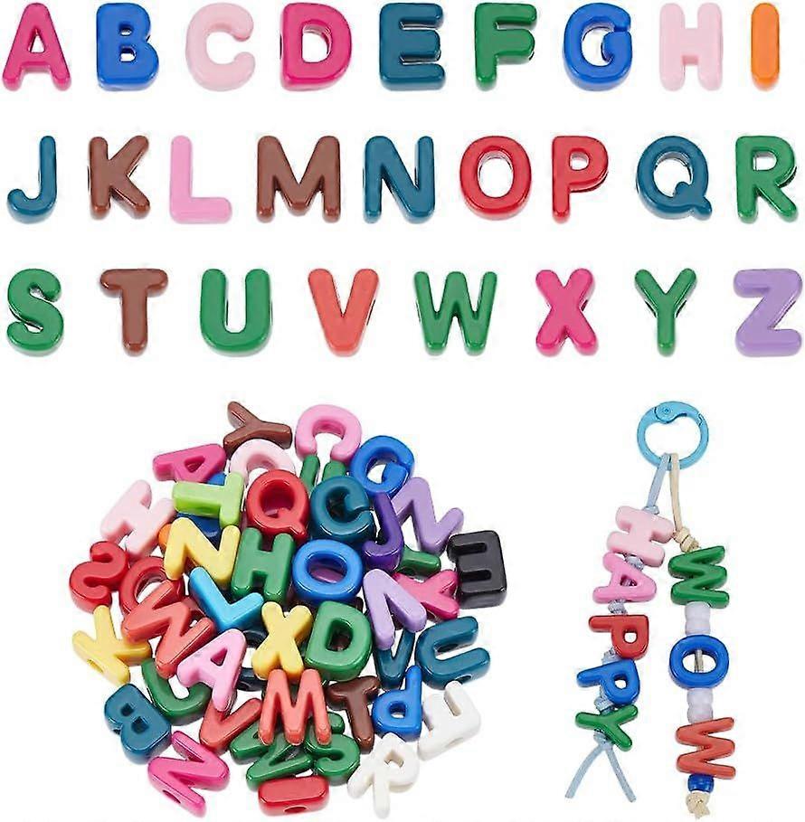 52Pcs 26 Styles Large Acrylic Alphabet Beads Colorful European Letters A-Z Spacer Slide Beads Blocks for Preschool Educational Learning Crafts Project