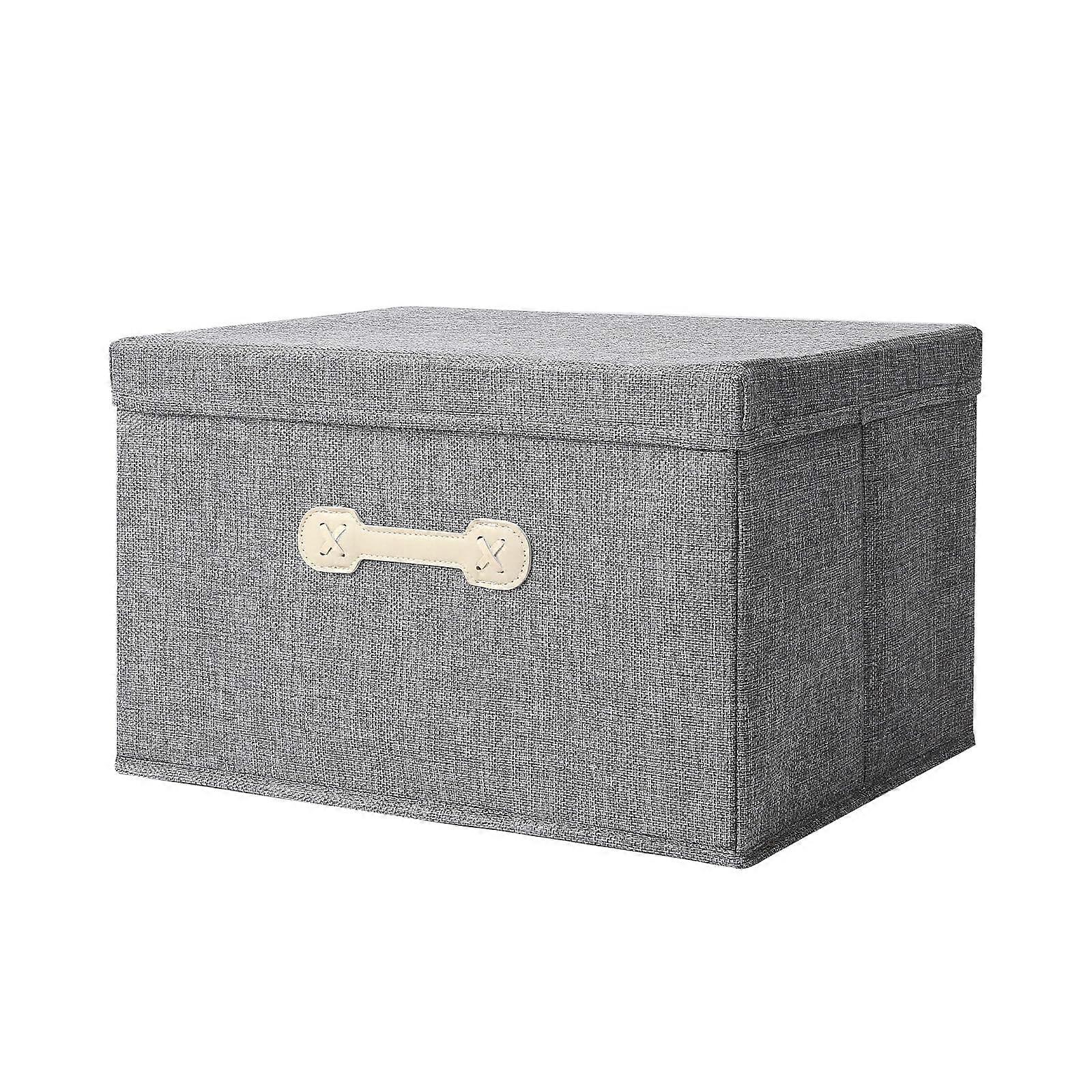 Large Rectangle Storage Bin with Lid, Collapsible Stackable Organizer for Clothes, Toys, Bedding, 16x12x10 Inches