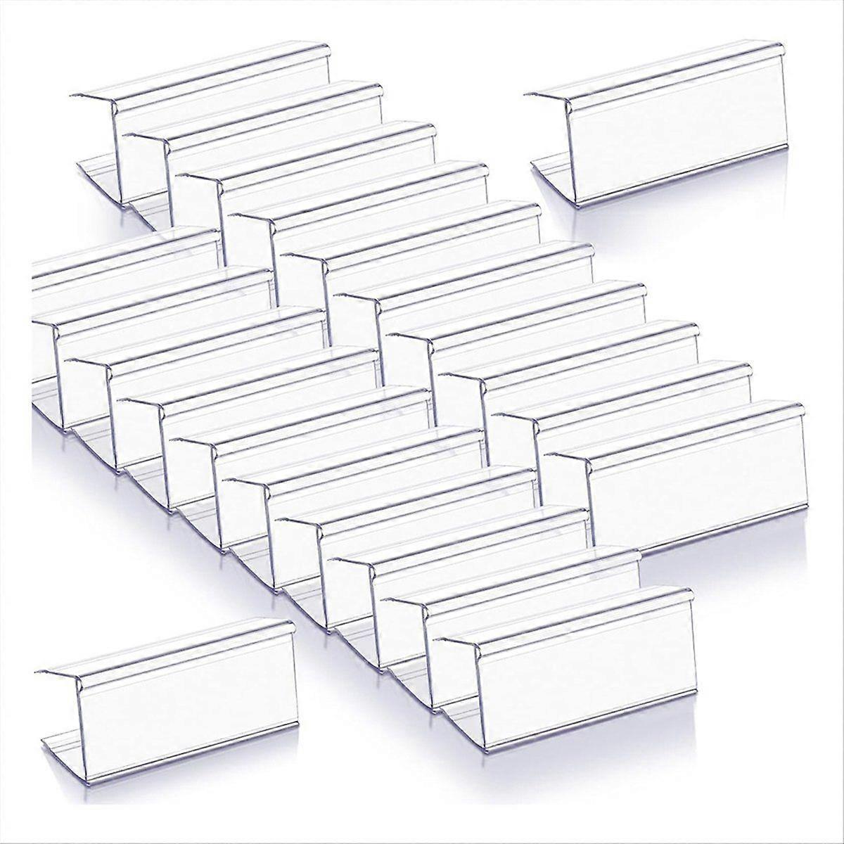 100 Pcs Wood Shelf Label Holders Clear Plastic Price Tag 2.4 in L X 1 in H for Bookshelf Shelves, W