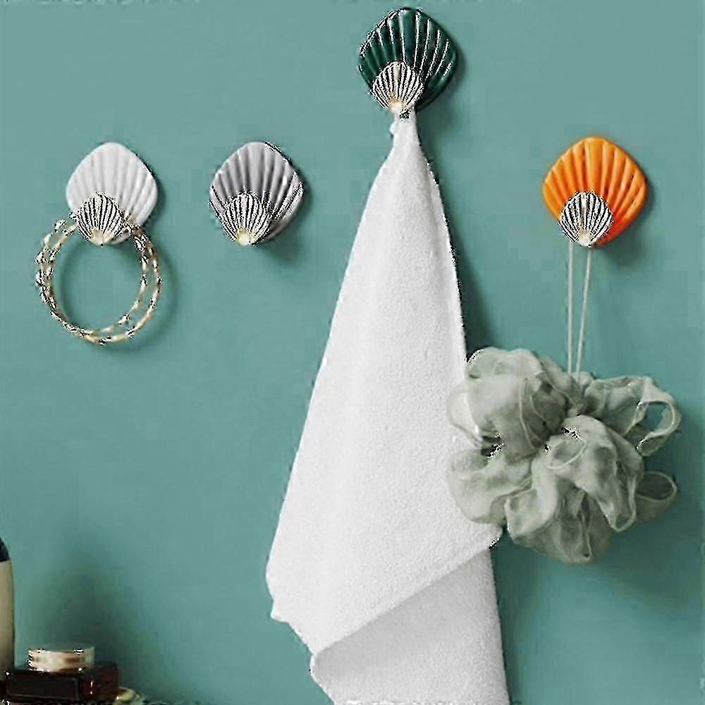 Αυτοκόλλητοι γάντζοι πετσετών αγκίστρων 4 γάντζοι τοίχων κελύφους πακέτων χωρίς διάτρηση Αδιάβροχος αυτοκόλλητος οργανωτής γάντζων ρόμπας παλτών για το μπάνιο κουζινών