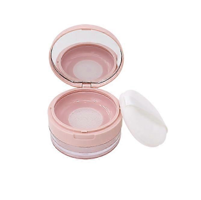 Loose Powder Container with Puff and Mirror, Leak Refillable Travel Powder Case 20ml