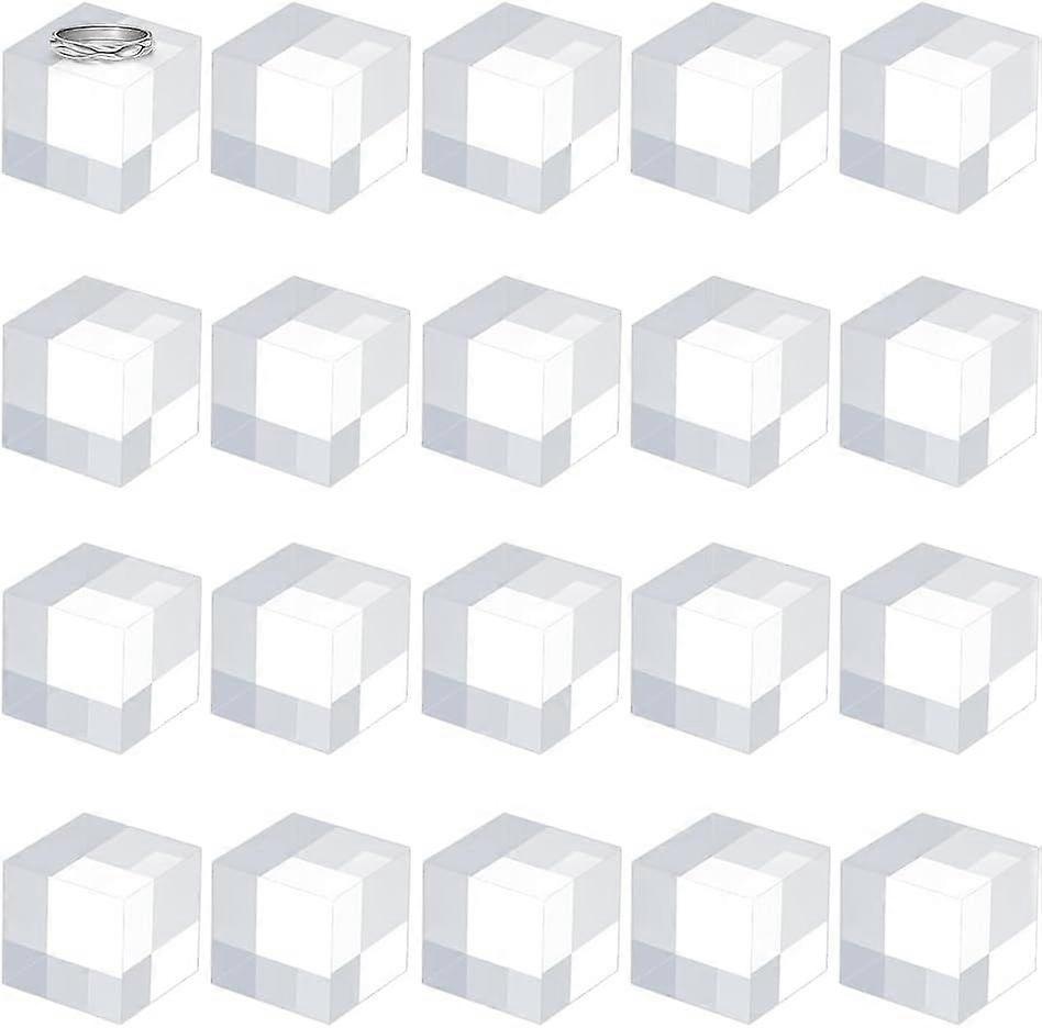 20Pcs Acrylic Display Pedestals 1x1x1 Inch Square Riser Display Stands Square Showcase Clear Cube Blocks for Home Store Rings Jewelry Displaying Props
