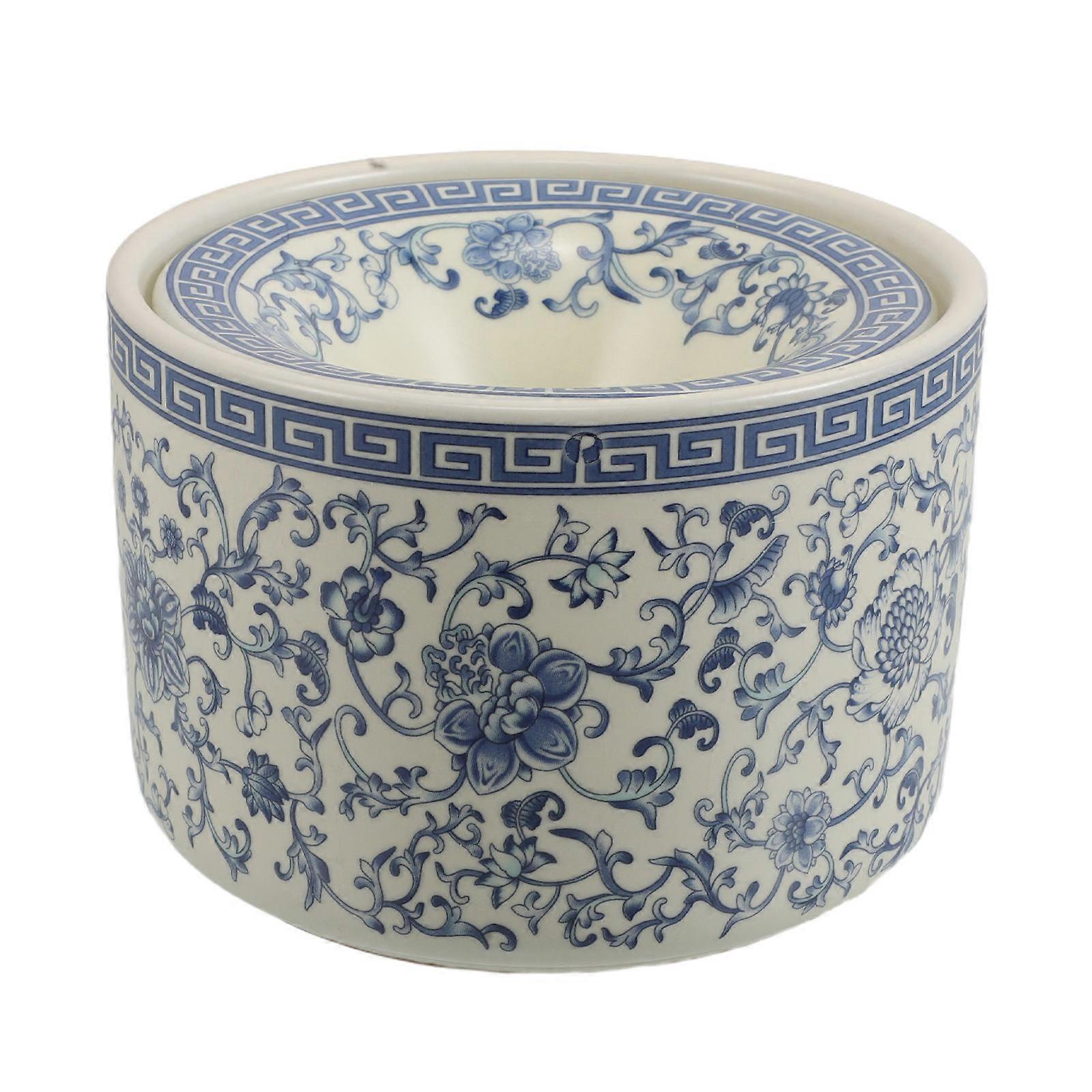 Smokers Ashtray Ceramic with Lid for Windproof Use Blue Home Decor