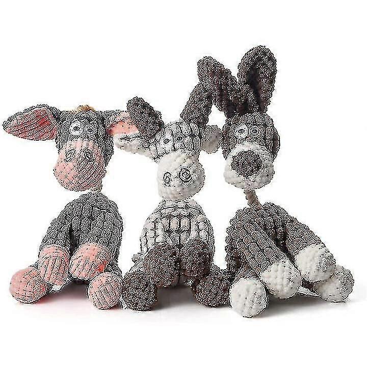 3pcs Indestructible Robust Donkey, Squeaky Dog Toys For Aggressive Chewers, Stuffed Dog Toy Plush Dog Toy