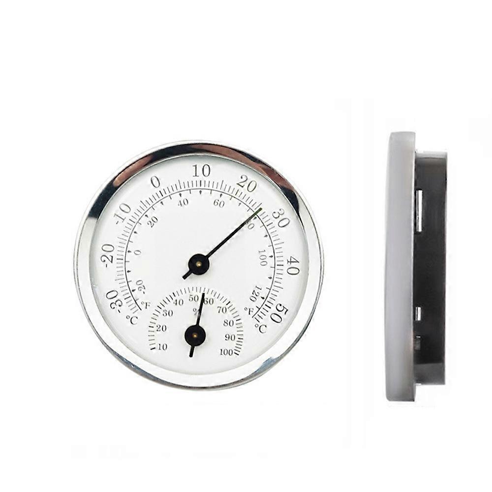 2 in 1 Gauge Mini Pointer Thermometer No Battery Required Diameter 58MM Temperature Meter Round Pointer Type Metal Case