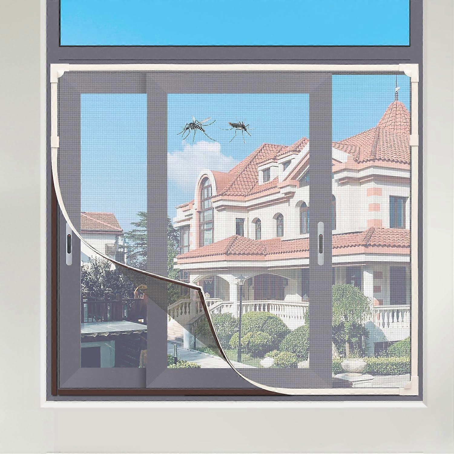 Magnetic Window Screen 35'x57' Adjustable Fiberglass Mesh with Magnetic Lock Seal for Home