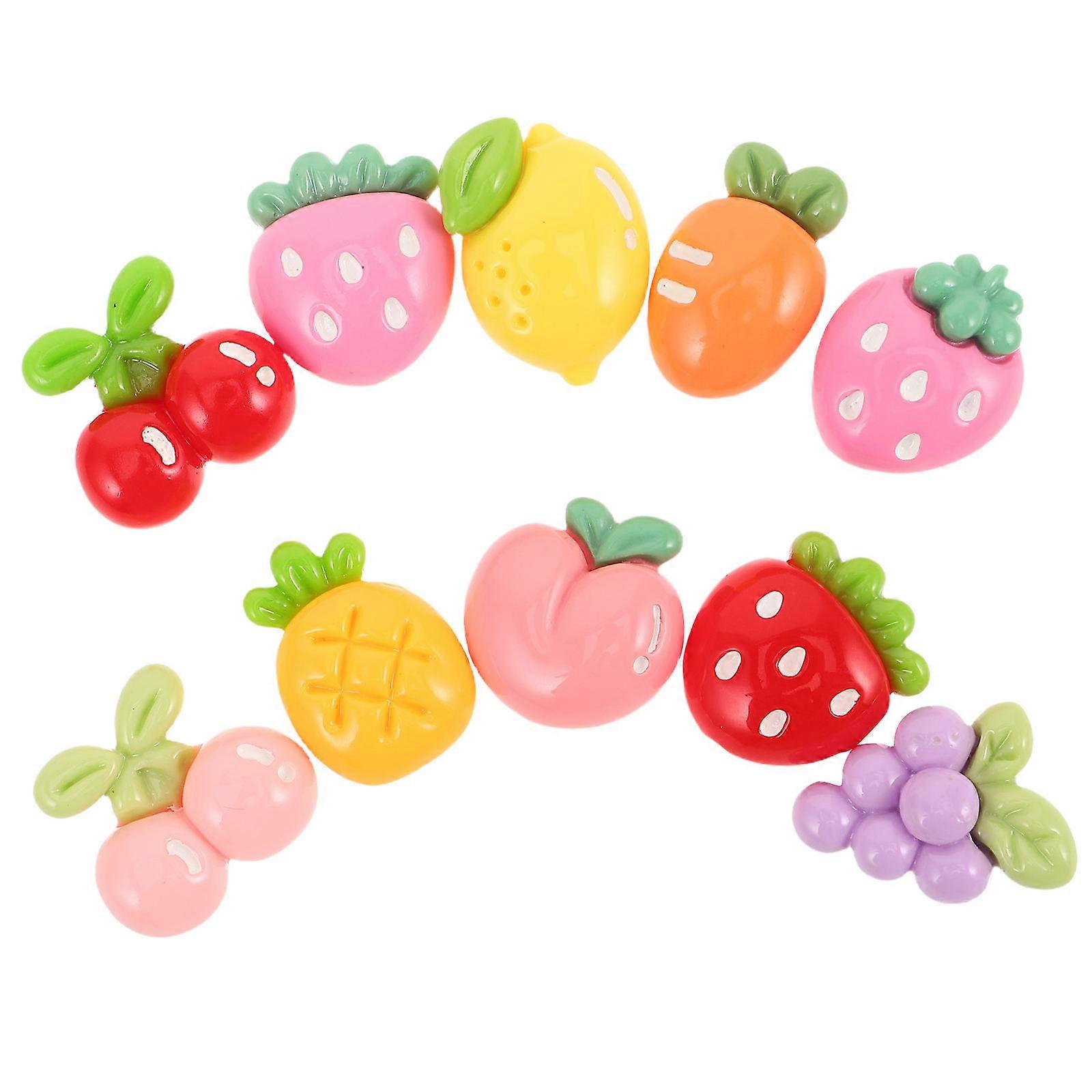 Simulated Fruit Resin Charms Accessories for DIY Decor 10Pcs