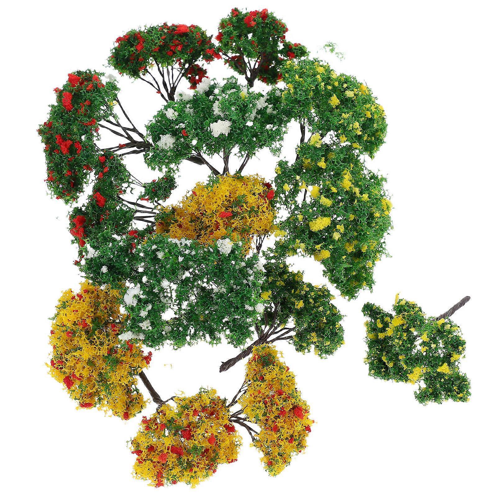 Diorama Supplies Kit Miniature Trees For Train Layouts And Hobbyists In Various Shapes Offering Decorative Use 1 Set (14Pcs)