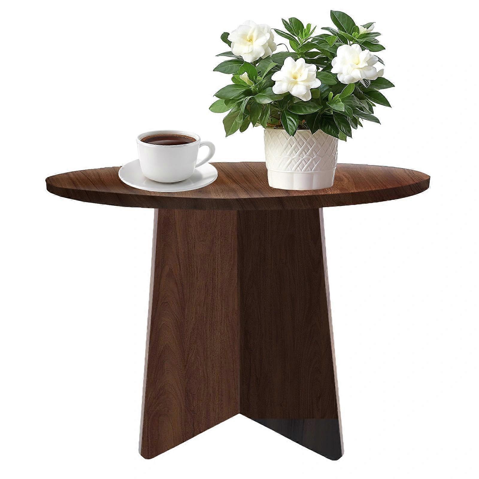 Small Round Side Table Rustic Walnut 15.7 x 15.7 in Wooden End Table for Living Room or Bedroom