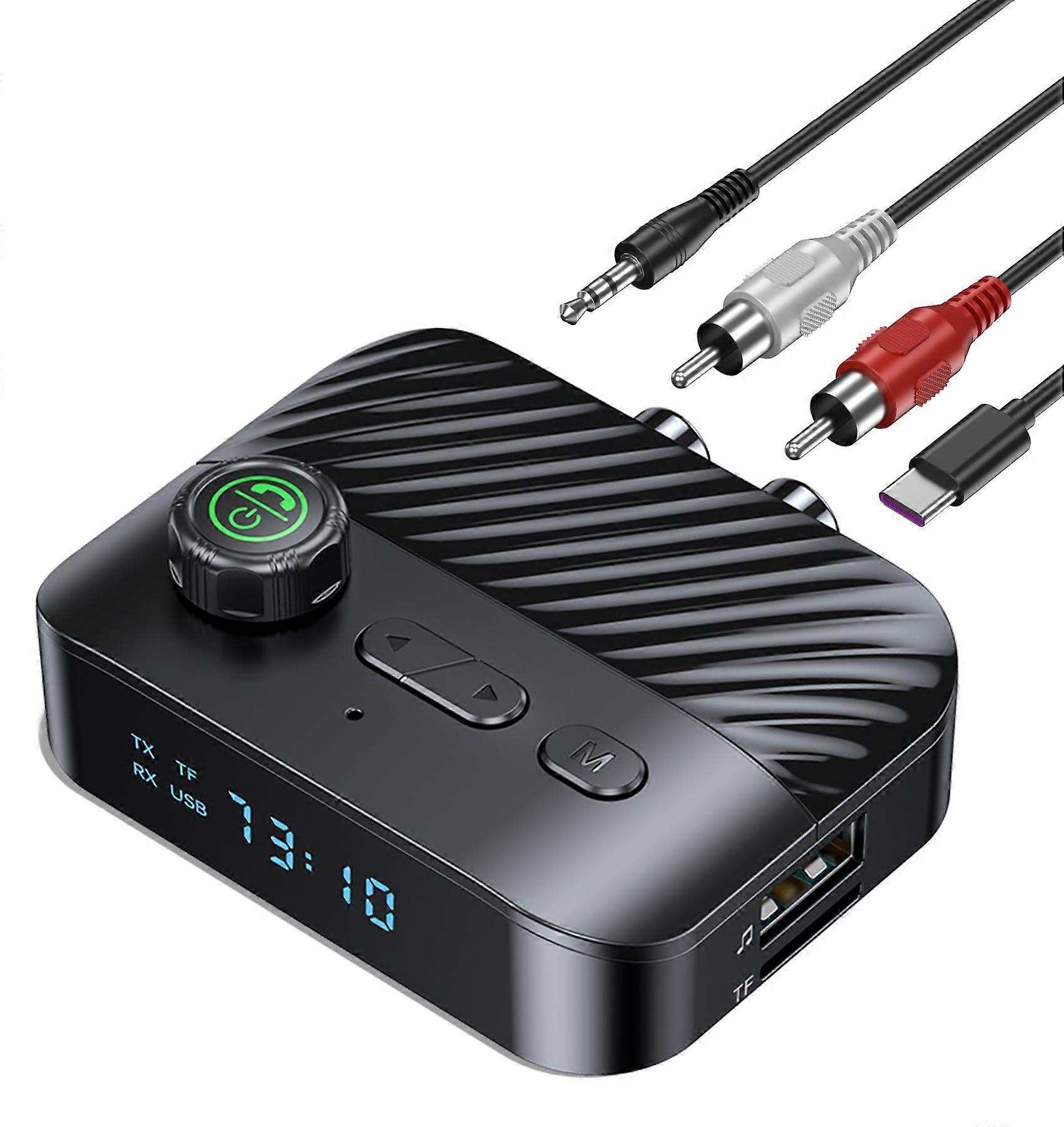 Bluetooth Transmitter for TV to Headphones and Speakers, Low Latency Bluetooth 5.4 Audio Adapter with RCA AUX USB TF Card Support