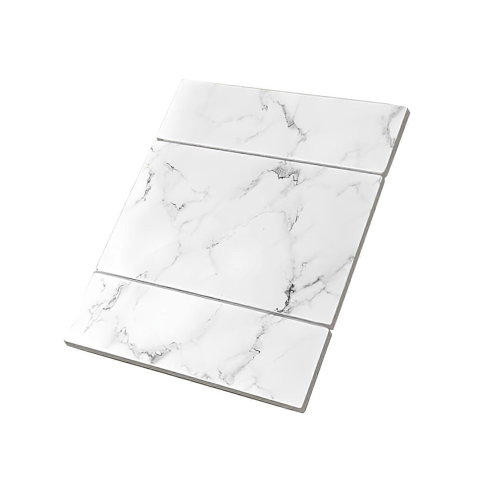 Oversized Diatomite Kitchen Mat For Drying Dishes 3 Layer Construction High Absorbency Marble Design  White