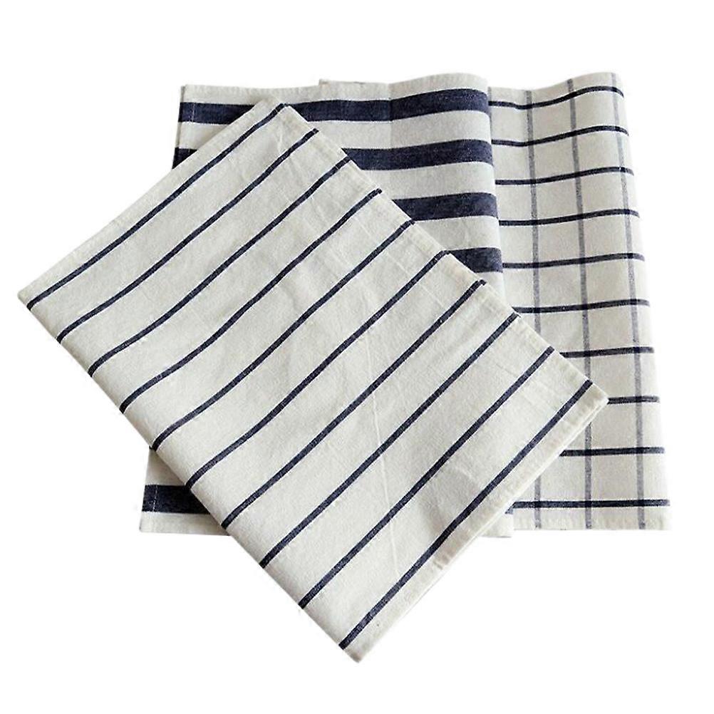 Assorted Color Cotton Tea Towel Grid Stripe for Home Use 9Pcs Pack