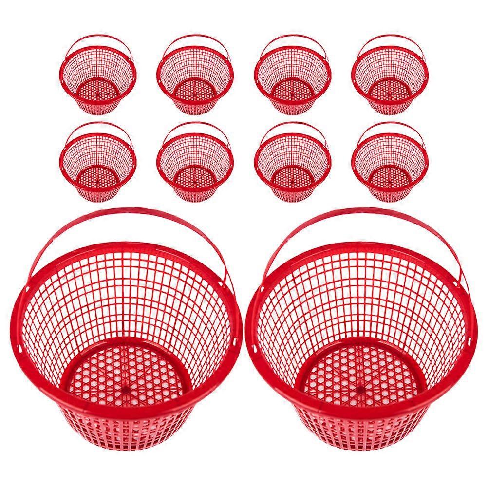 Red Plastic Basket for Fruit Picking 10Pcs Hollow Strawberry Basket