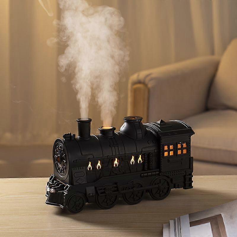 Cool Mist Humidifier with Dual Mist Outlets, 300ml Train Design, Essential Oil Diffuser, Black