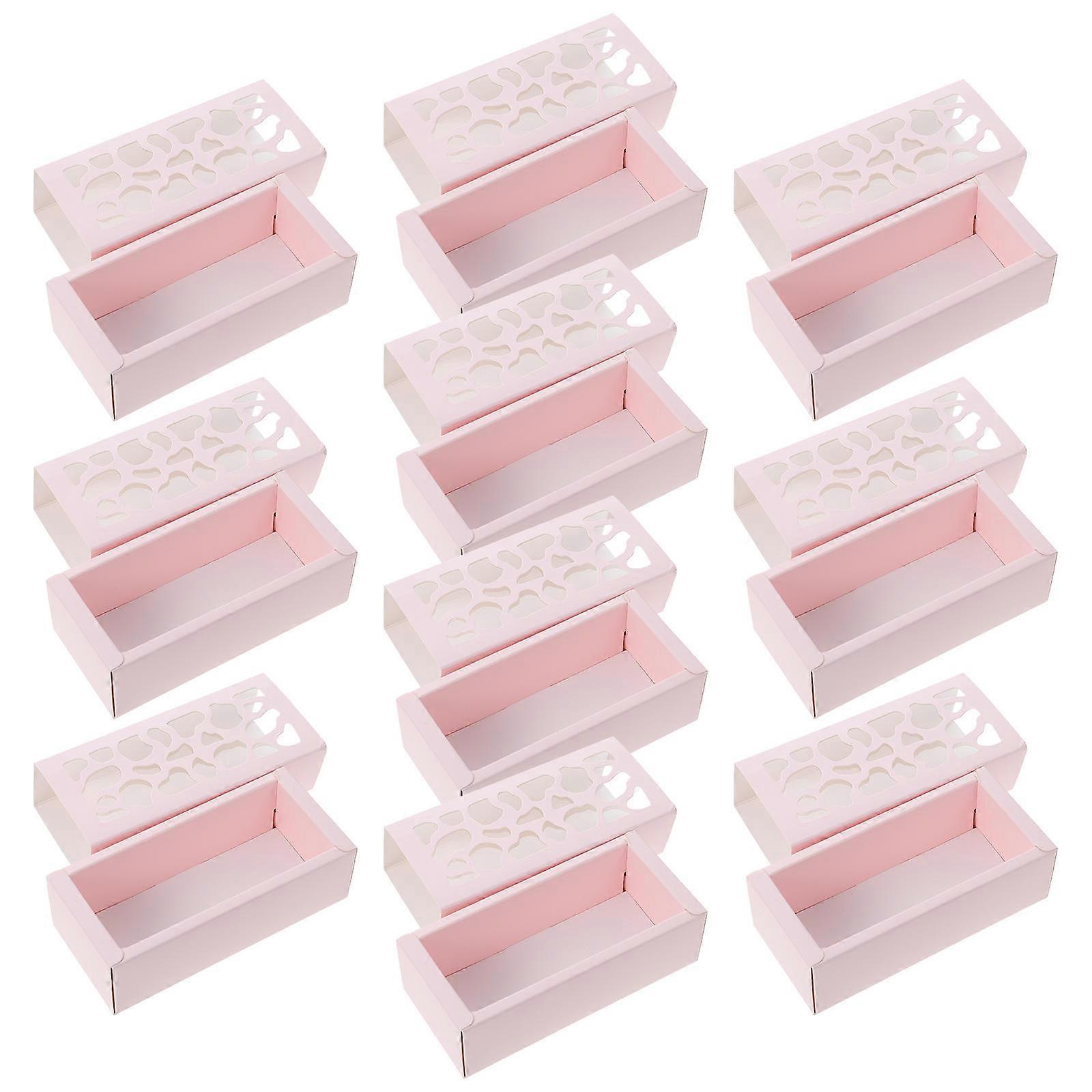Egg Cake Packing Box for Storage Use 10Pcs Pink Macaron Packaging Boxes with Clear Window