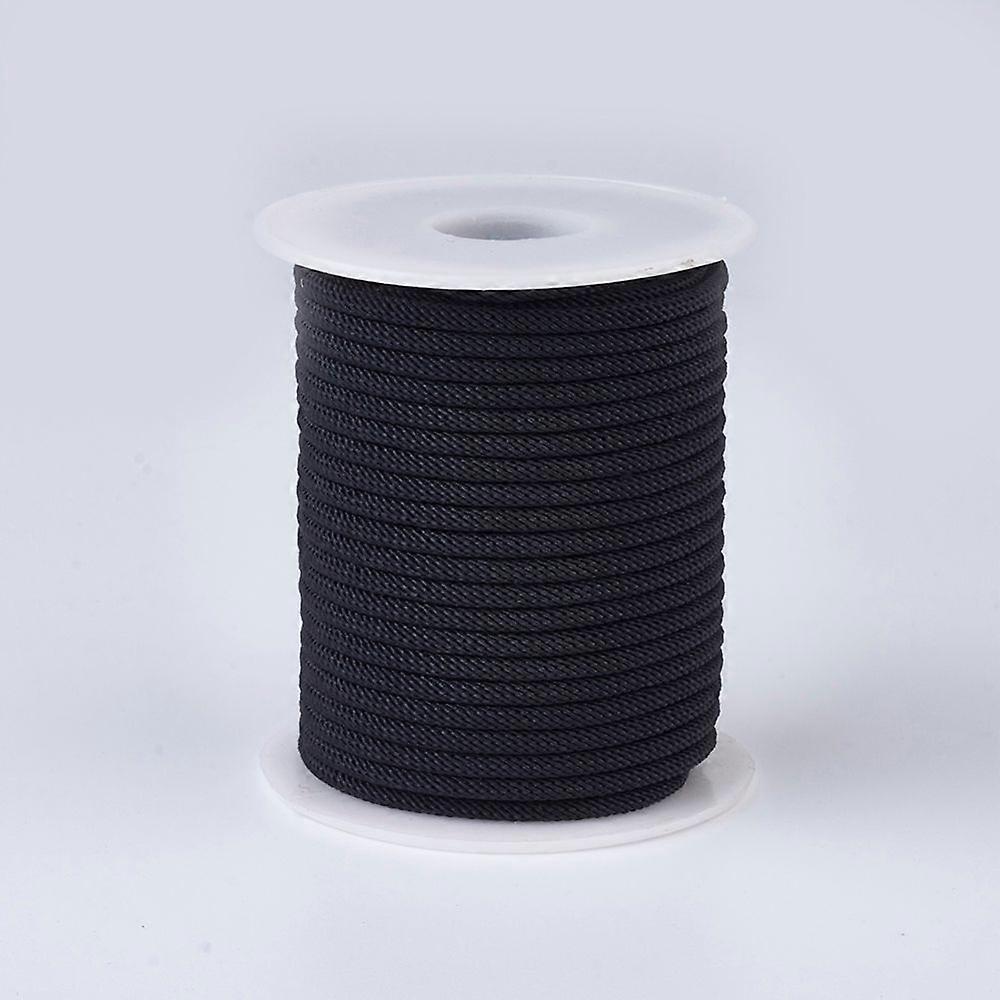 Nylon Threads Milan Cords/Twisted Cords Black 3mm about 21.87 yards(20m)/roll