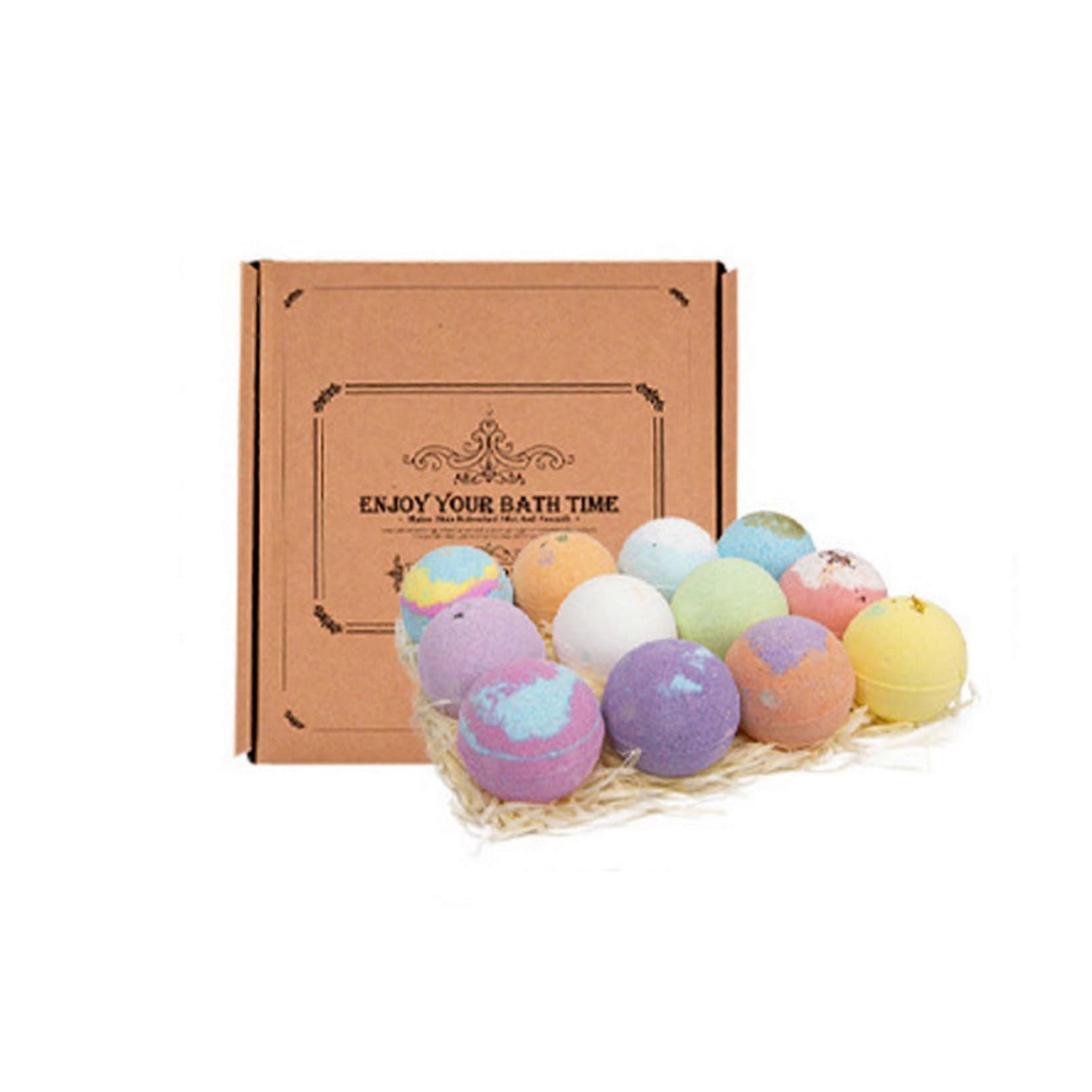 Handmade Bath Bombs Gift Set with Shea and Cocoa Butter for Deep Hydration, 12 Pcs