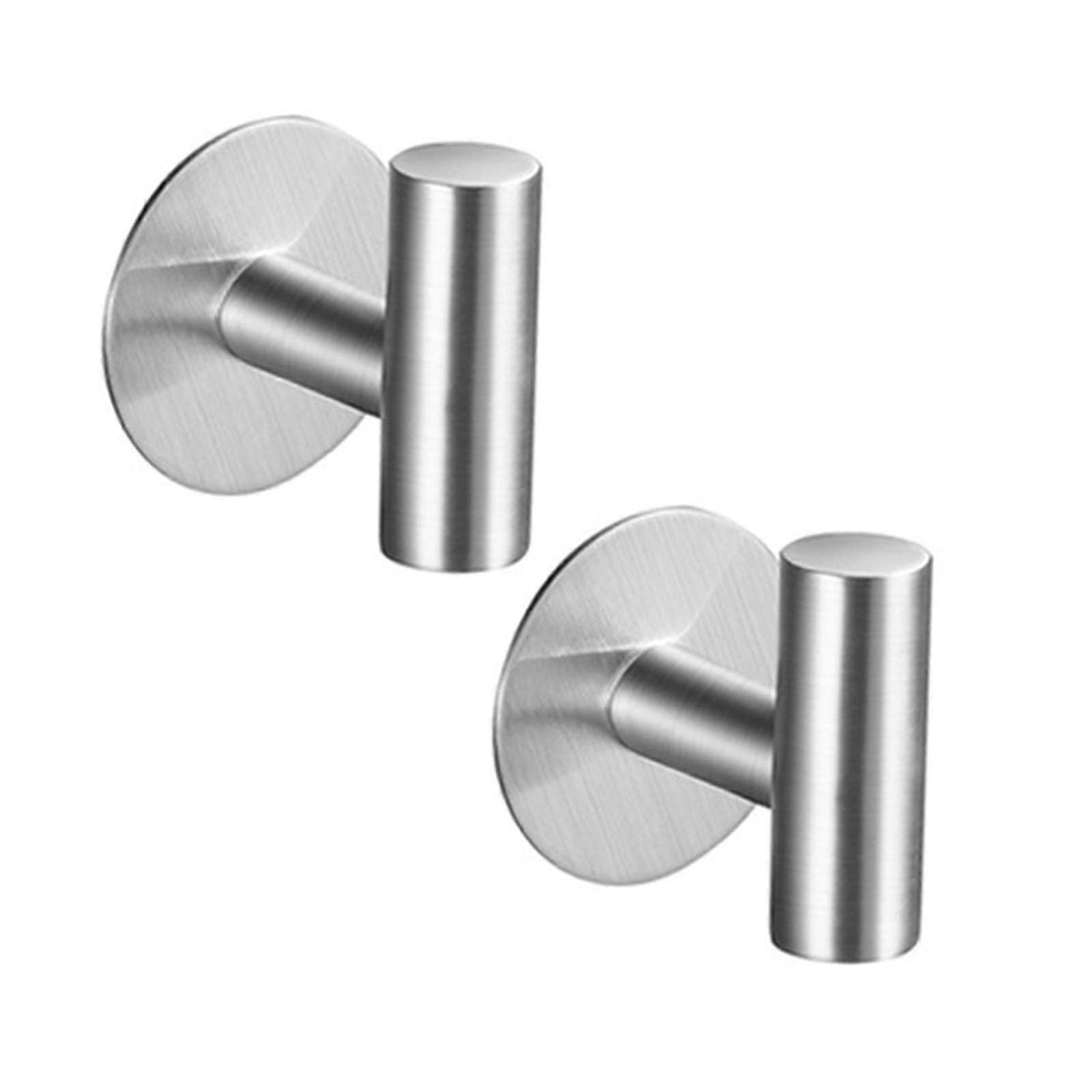 Towel Hooks 2 Pack 304 Stainless Steel Rustproof Bathroom Hooks Wall Mounted Drill Silver