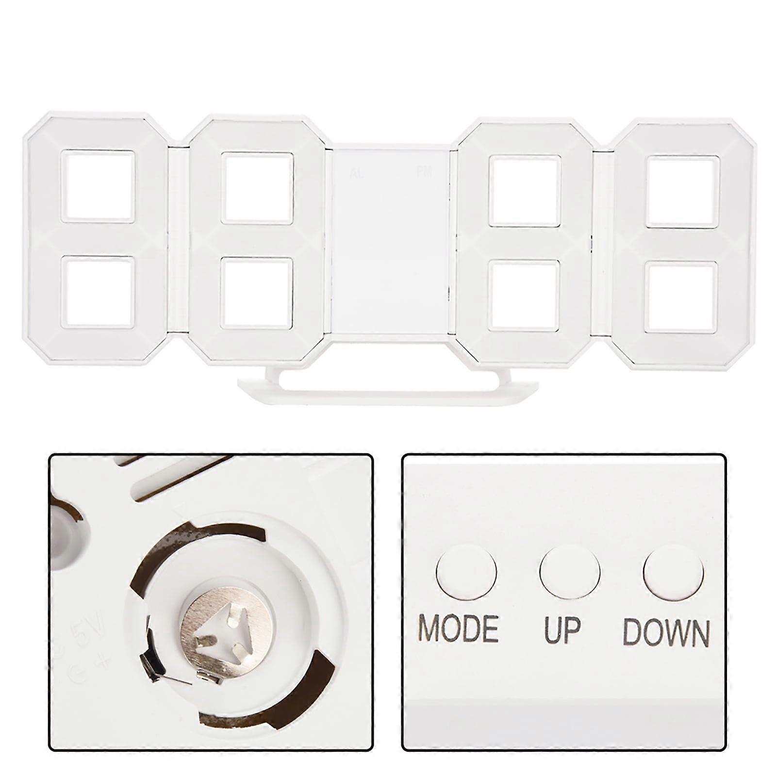 Multi Function Large 3D LED Digital Wall Clock Alarm Snooze Function 12h/24h