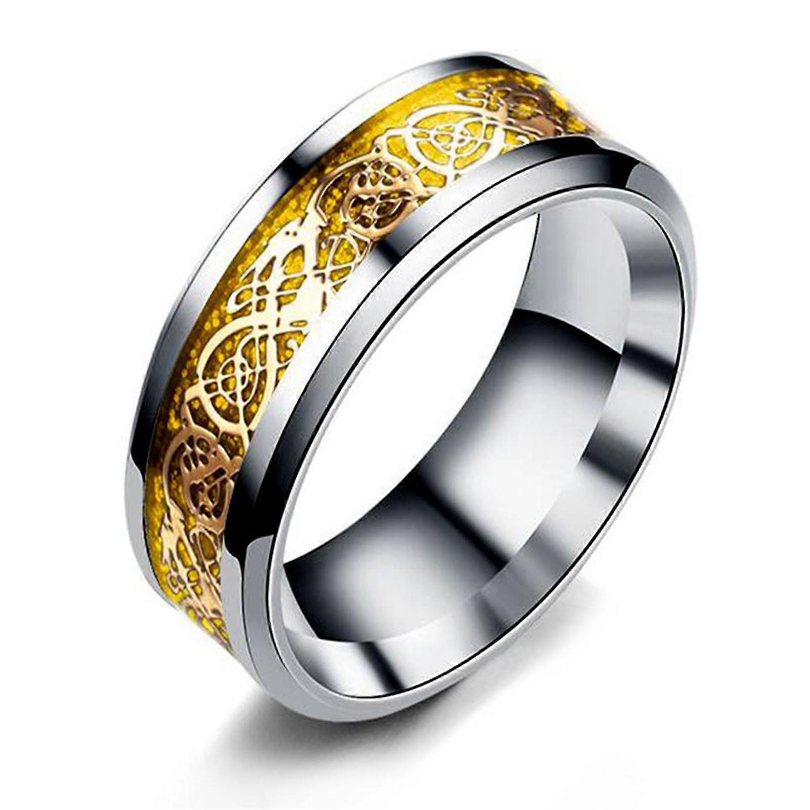 Men Ring Glossy Simple Jewelry Accessory Dragon Pattern Glowing Ring for Dating