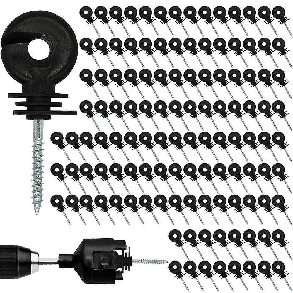 120 Pack Electric Fence Screw In Ring Insulators for Wooden Posts with Drill Socket Tool