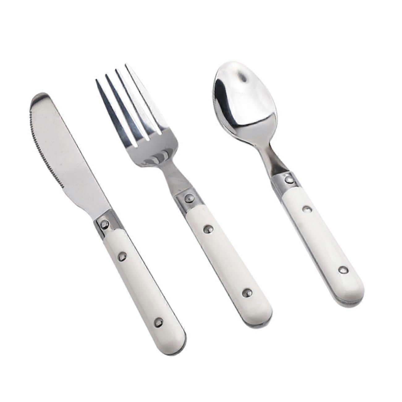 Steak Knife Fork Spoon Set with Ergonomic Grip, Sharp Edge, Durable Stainless Steel Flatware