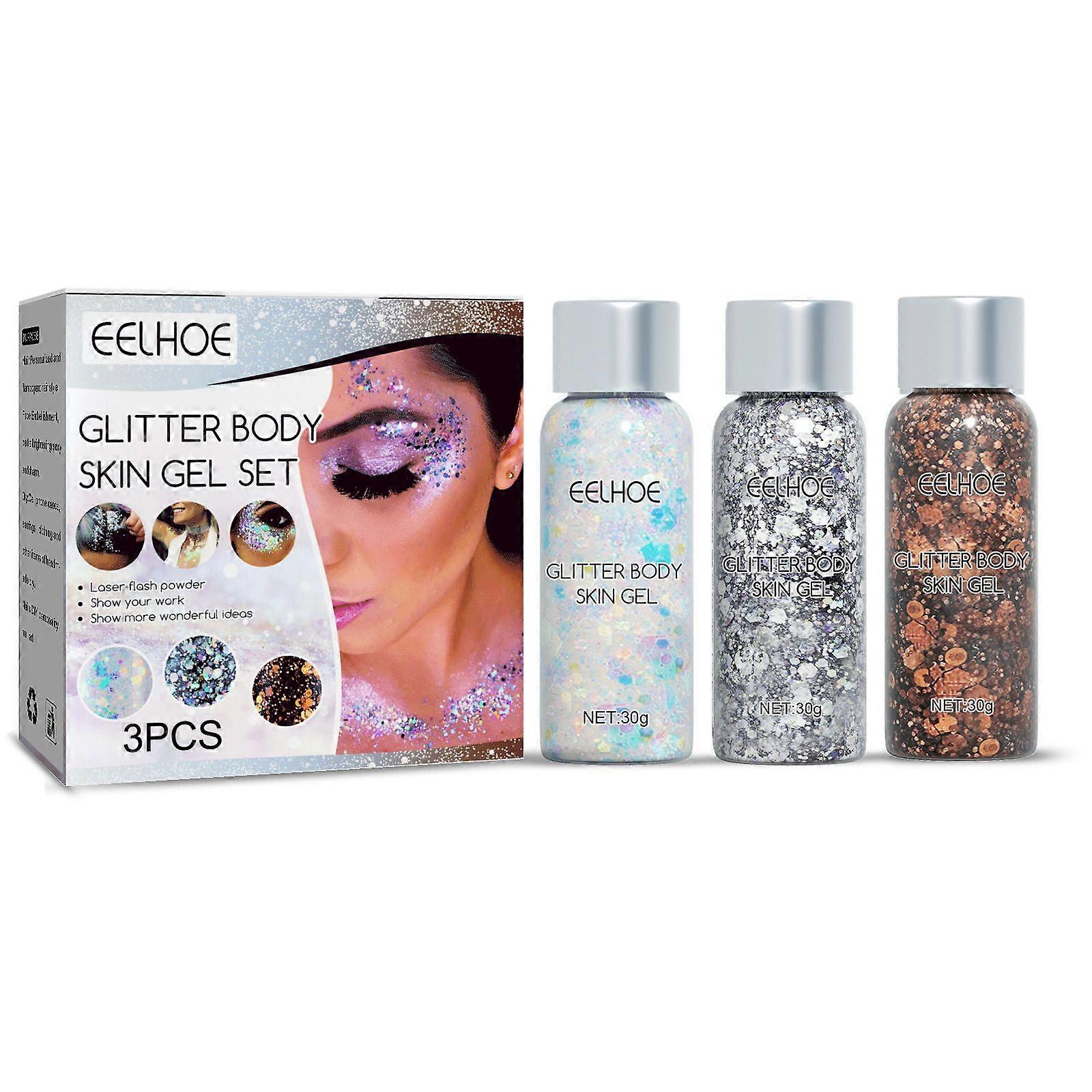 Eelhoe Sequin Gel Set Makeup Fish-Scale Sequin Stage Performance Eyeshadow Makeup Props Gel Glitter