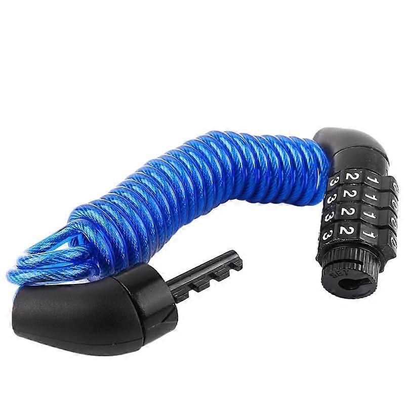 Bike Lock 4 Digit Combination Steel Cable AntiTheft Waterproof for Bicycle Helmet Backpack Blue