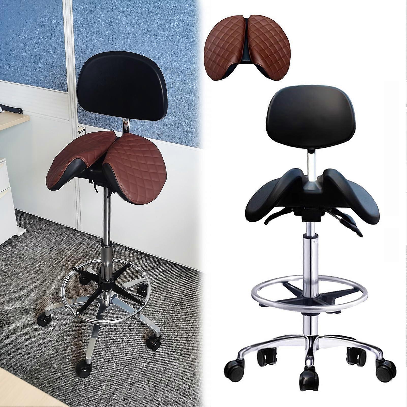 Ergonomic Saddle Stool with Adjustable Height and Rolling Casters for Dental Office or Home Use