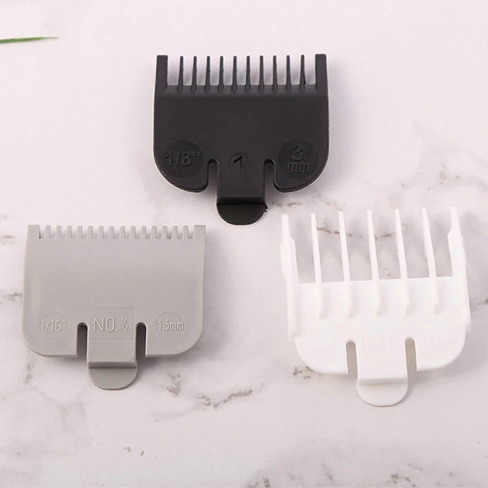 Hair Clipper Guide Comb Set 3 Pack Universal Black White Gray Professional Barber Attachment Guards