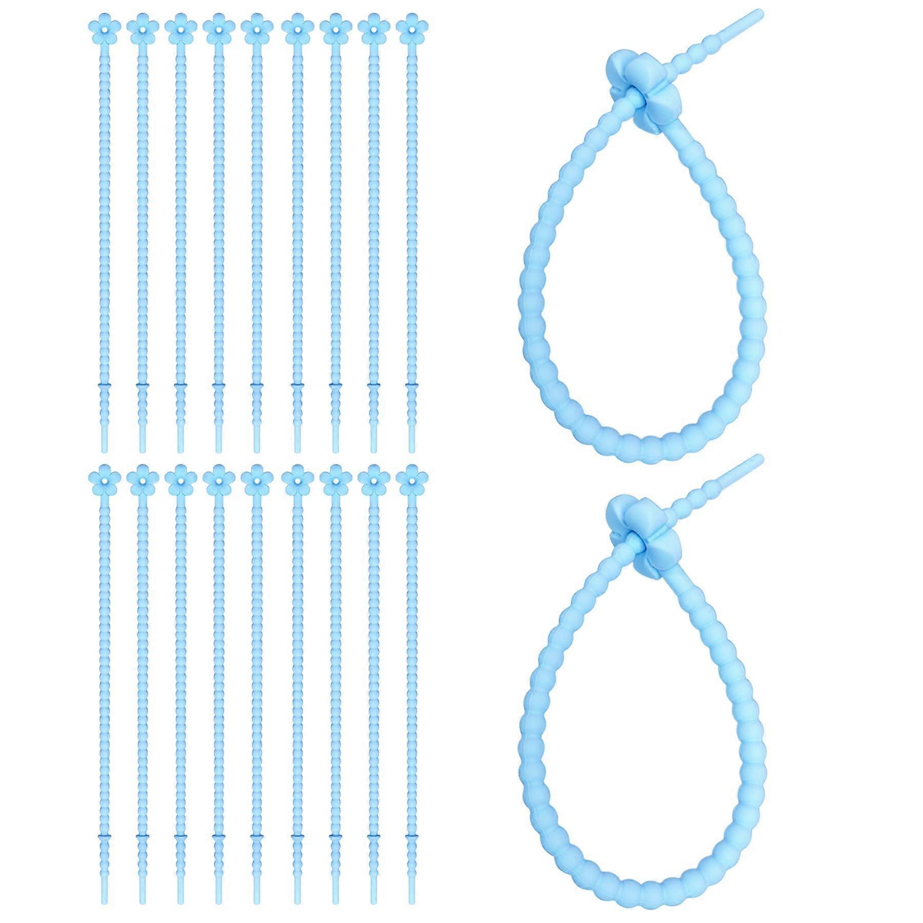 20 Pcs Silicone Cable Ties 25cm Sky Blue Reusable SelfLocking WeatherResistant Wire Organizer