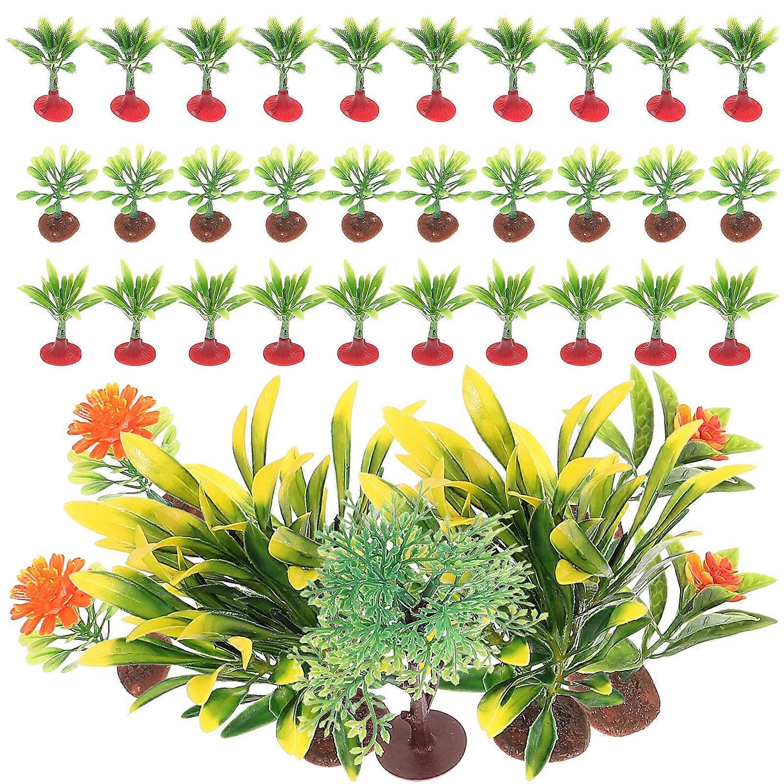 Simulated Plant Model Tree for Mini Landscape Decor 37Pcs Plastic Assorted Colors
