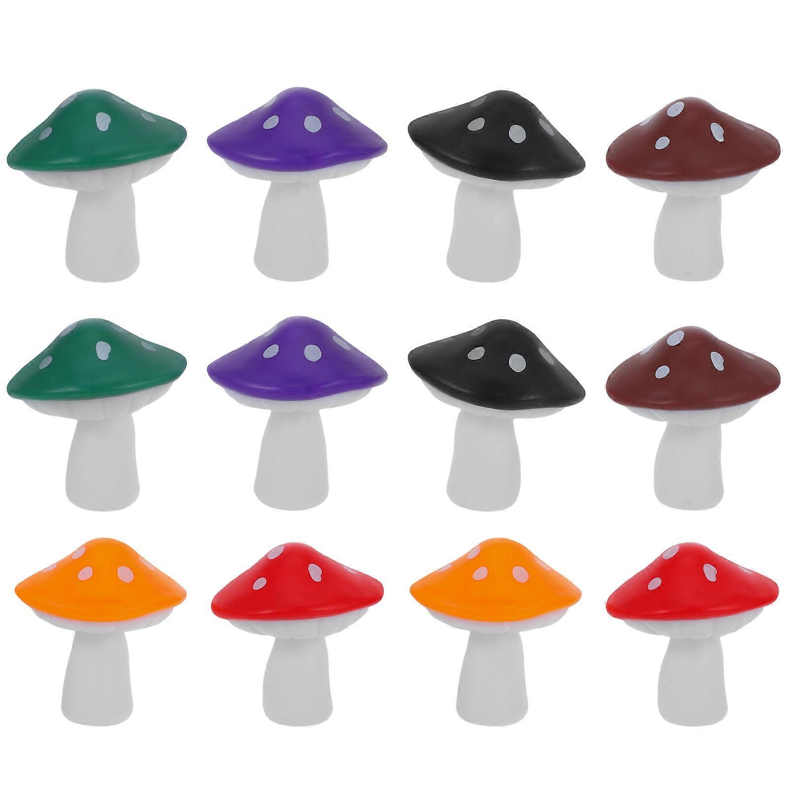Mini Mushroom Ornaments Plastic Cute Mini Mushroom Figurines 12Pcs