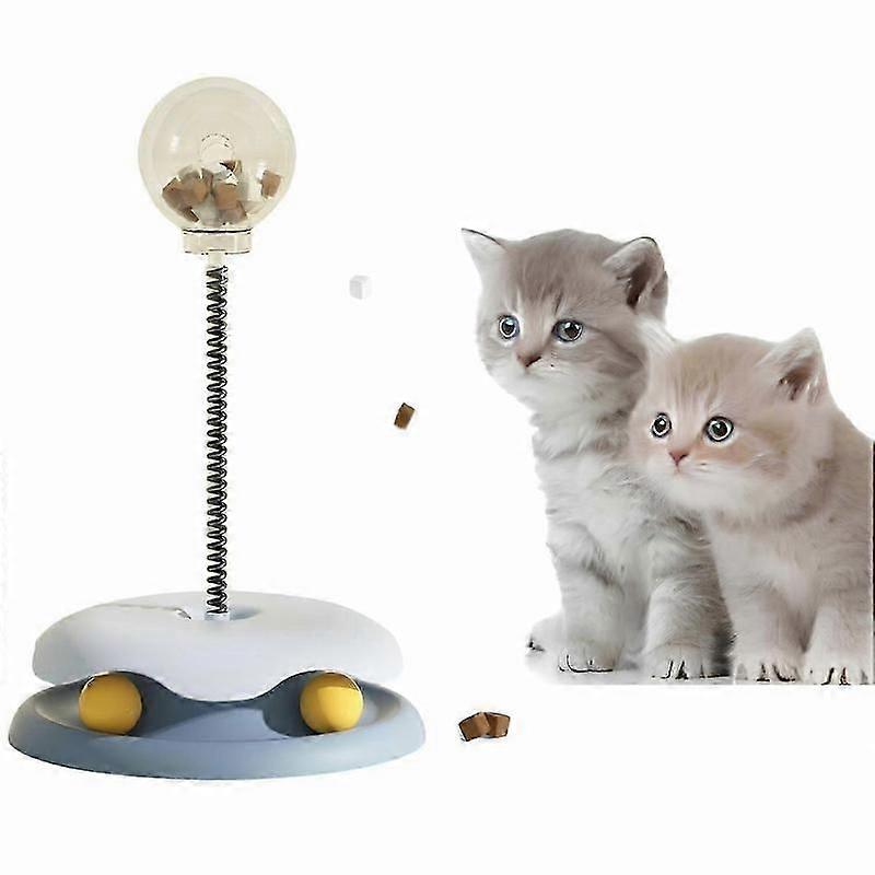 interactive cat toys feeder ball track spring loaded fun