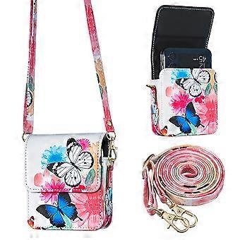 Crossbody Case PU Leather Phone Bag with Adjustable Strap for Galaxy Z Flip 7 6 5 4 3 and Motorola Razr White