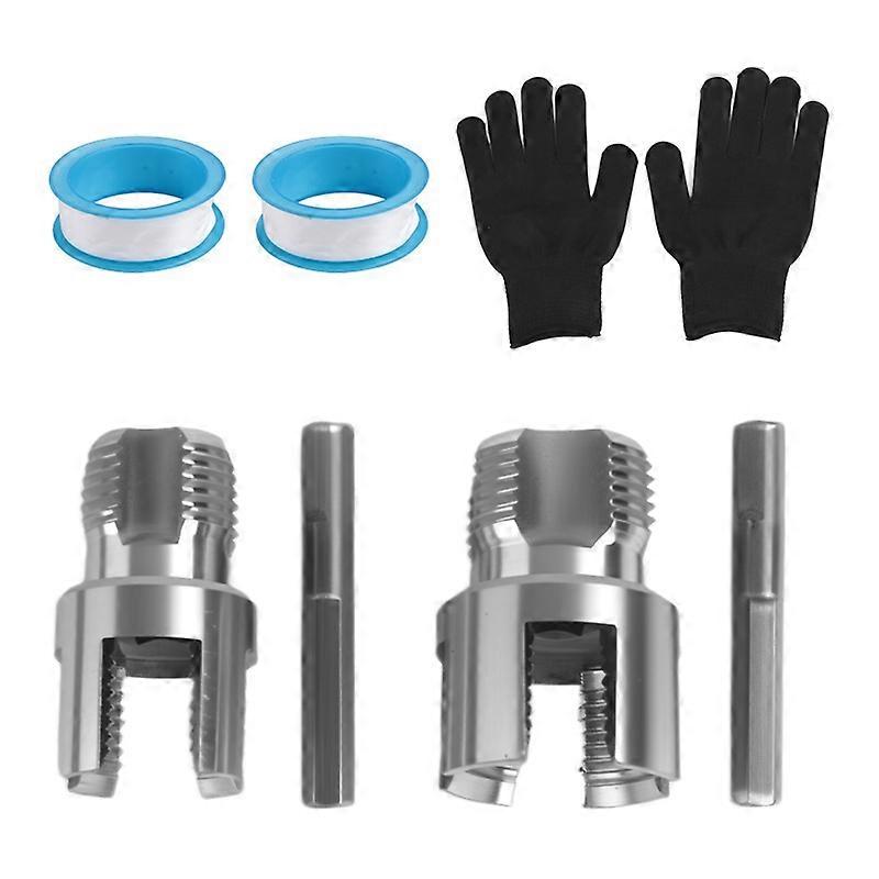 2PCS PVC Pipe Threading Tool Integrated Internal & External Pipe Threading Tool for 1/2'', 3/4'' Die