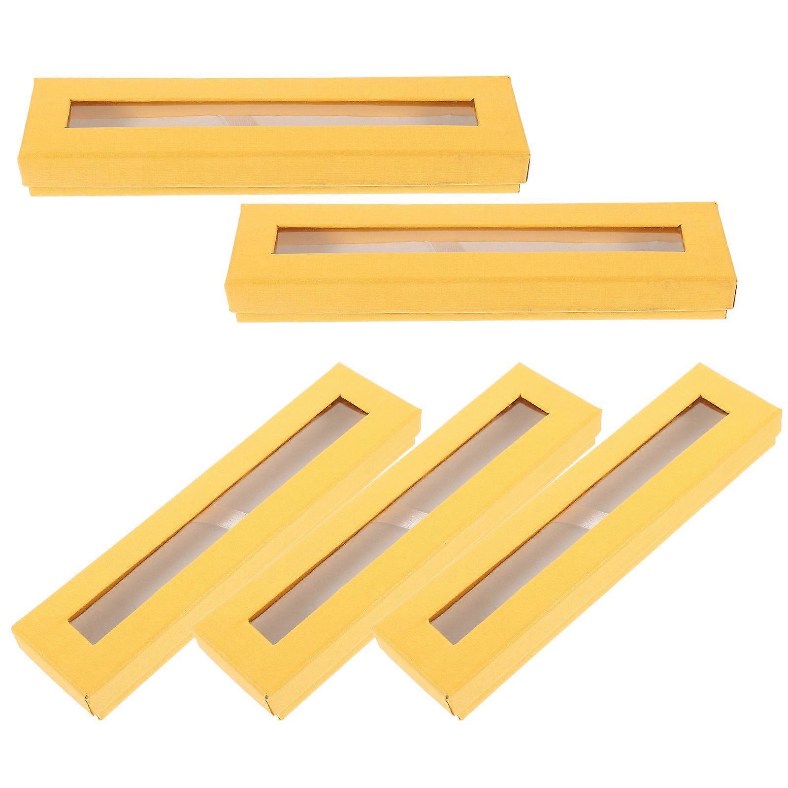 Yellow Paper Pen Box for Storage Use Practical Empty Gift 5Pcs