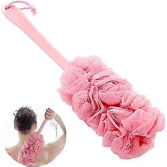 Long-handled Shower Brush with Loofah Sponge, Exfoliating Back Brush for Men and Women, Hanging Design for Easy Drying