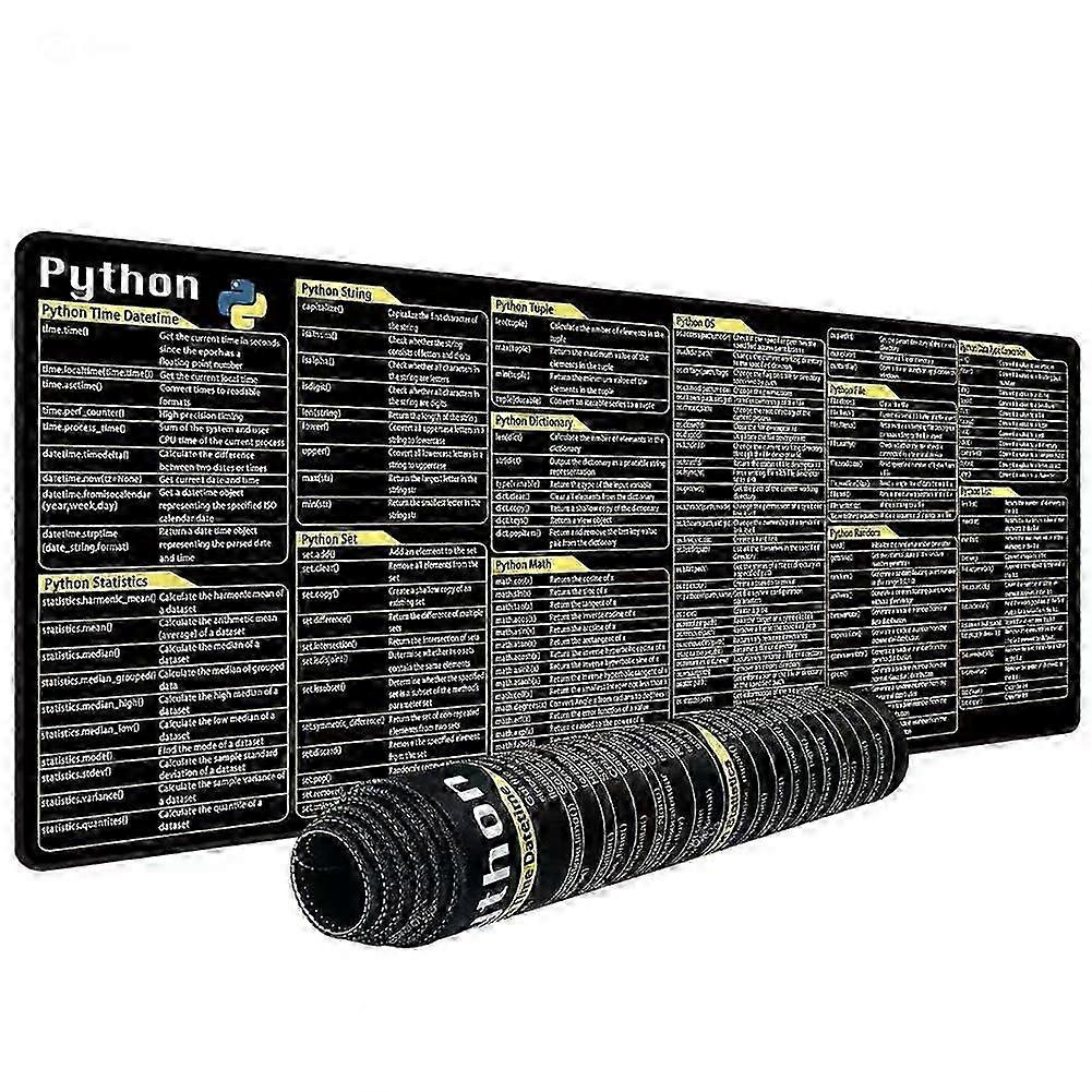 Large programming mouse pad with Python and Java keyboard shortcuts, non-slip rubber base for the desk, suitable for office keyboards